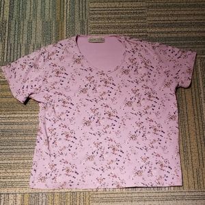 Pacific Crest Womens Pink Floral Screen Print Knit Top